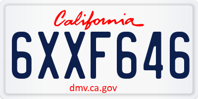 CA license plate 6XXF646