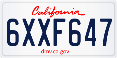 CA license plate 6XXF647