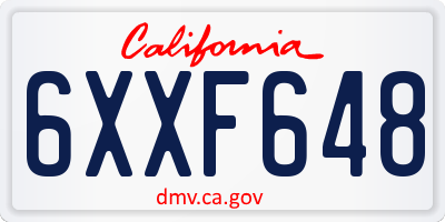 CA license plate 6XXF648