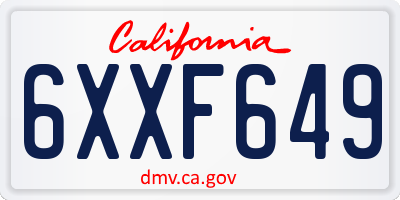 CA license plate 6XXF649