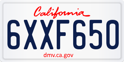 CA license plate 6XXF650