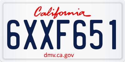 CA license plate 6XXF651