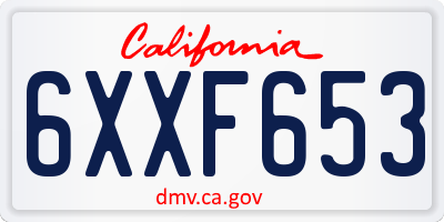 CA license plate 6XXF653