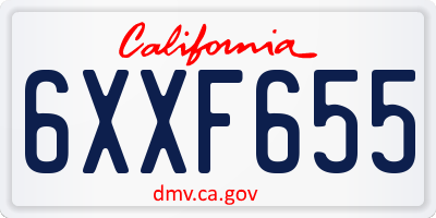 CA license plate 6XXF655