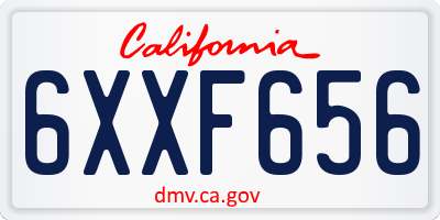 CA license plate 6XXF656