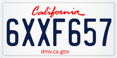 CA license plate 6XXF657
