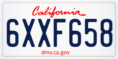 CA license plate 6XXF658