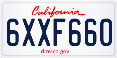 CA license plate 6XXF660