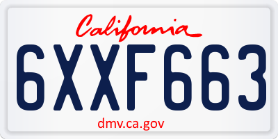 CA license plate 6XXF663