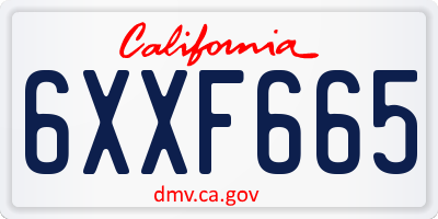 CA license plate 6XXF665