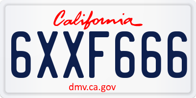 CA license plate 6XXF666