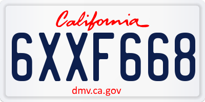 CA license plate 6XXF668
