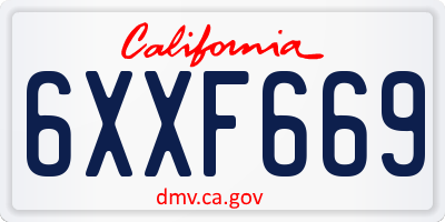 CA license plate 6XXF669