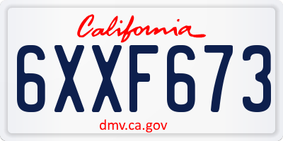 CA license plate 6XXF673