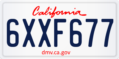 CA license plate 6XXF677