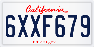 CA license plate 6XXF679