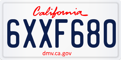 CA license plate 6XXF680