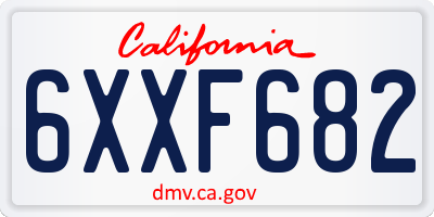CA license plate 6XXF682