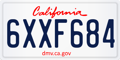 CA license plate 6XXF684