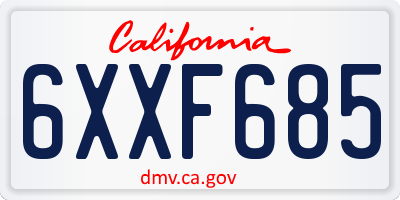 CA license plate 6XXF685