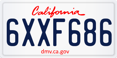 CA license plate 6XXF686