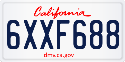 CA license plate 6XXF688