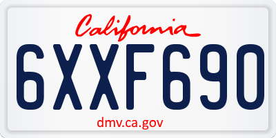 CA license plate 6XXF690