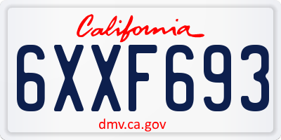 CA license plate 6XXF693