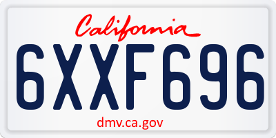 CA license plate 6XXF696