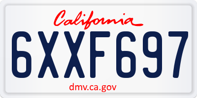 CA license plate 6XXF697