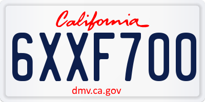 CA license plate 6XXF700