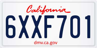 CA license plate 6XXF701