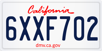 CA license plate 6XXF702