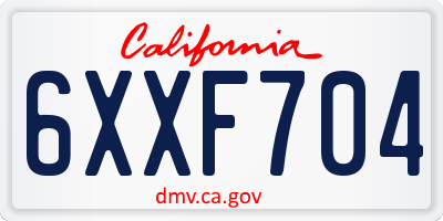 CA license plate 6XXF704