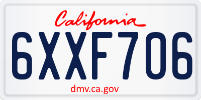 CA license plate 6XXF706