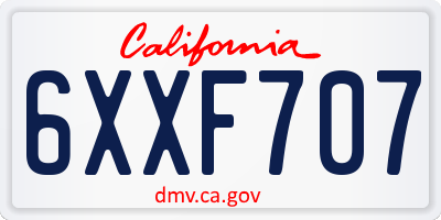 CA license plate 6XXF707