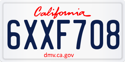 CA license plate 6XXF708