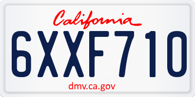CA license plate 6XXF710