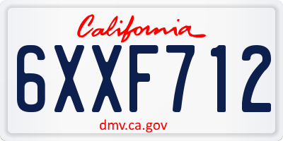 CA license plate 6XXF712