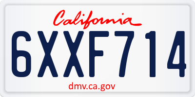 CA license plate 6XXF714