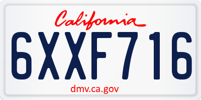 CA license plate 6XXF716
