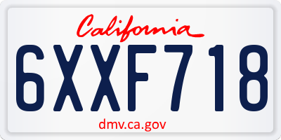 CA license plate 6XXF718