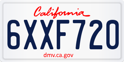 CA license plate 6XXF720