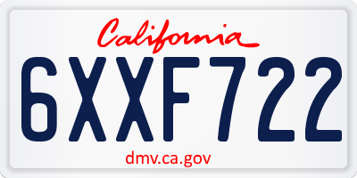 CA license plate 6XXF722