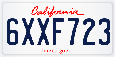 CA license plate 6XXF723