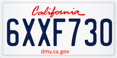 CA license plate 6XXF730