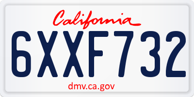 CA license plate 6XXF732