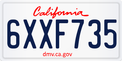 CA license plate 6XXF735