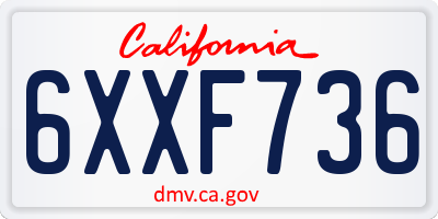 CA license plate 6XXF736