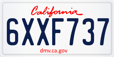 CA license plate 6XXF737